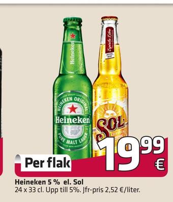 Fleggaard Heineken 5 % el. sol tilbud