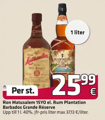 Ron matusalem 15yo el. rum plantation barbados grande réserve