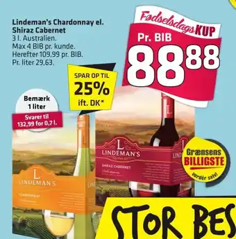 Fleggaard Lindeman's Chardonnay el. Shiraz Cabernet tilbud