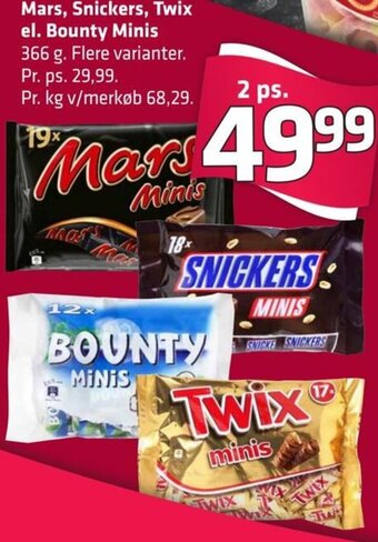 Fleggaard Mars, Snickers, Twix el. Bounty Minis tilbud