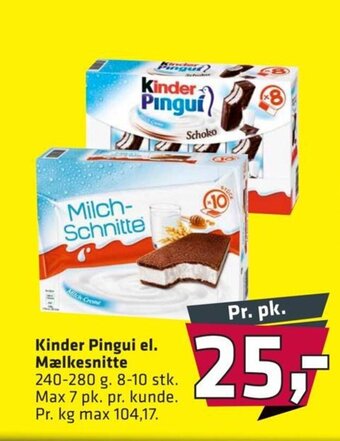 Fleggaard Kinder Pingui el. Mælkesnitte tilbud