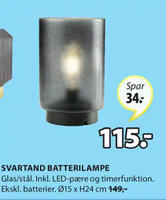 JYSK Svartand Batterilampe Ø15xH24cm tilbud