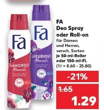 Kaufland Fa Deo Spray Oder Roll-On tilbud