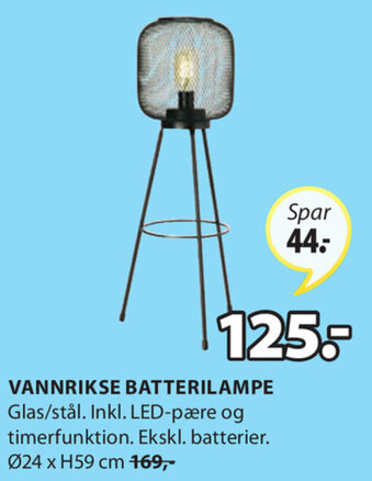 JYSK Vannrikse Batterilampe Ø24xH59 cm tilbud