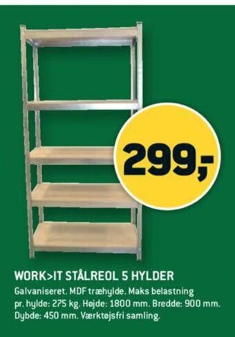XL-BYG Work>It Stålreol 5 Hylder tilbud