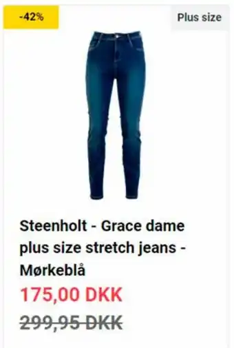 Steenholt - Grace Dame Plus Size Stretch Jeans - Mørkeblå
