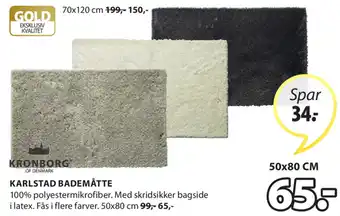 JYSK Kronborg Of Denmark Karlstad Bademåtte 50x80 cm tilbud