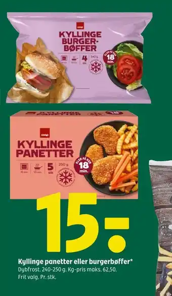 Coop 365 Kyllinge panetter eller burgerbøffer tilbud