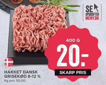 MENY Hakket dansk grisekød 8-12 % tilbud