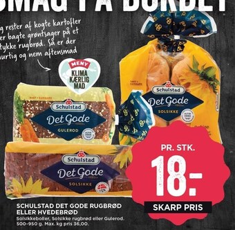 MENY Schulstad det gode rugbrød el. hvedebrød tilbud