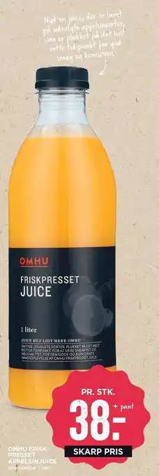 MENY Omhu frisk presset appelsin juice tilbud