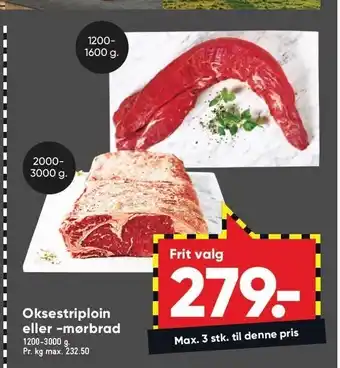 Bilka Oksestriploin el. mørbrad tilbud