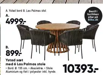 Bilka Ystad sæt m. 6 las plamas stole tilbud