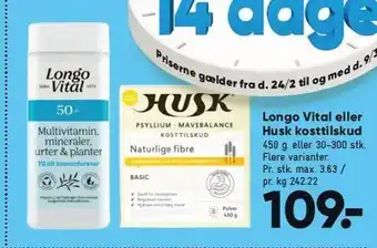 Bilka Longo vital el. husk kosttilskud tilbud