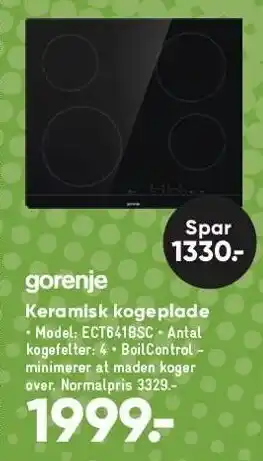 Gorenje keramisk kogeplade