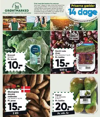 Broccoli, stenfrirøde druer, danske rødbeder el. pærer
