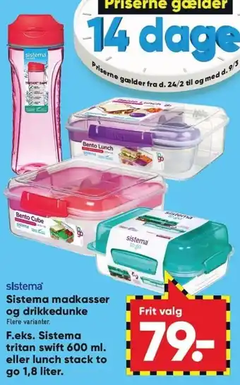 Bilka Sistema tritan swift 600 ml. eller lunch stack to go 1,8 liter tilbud