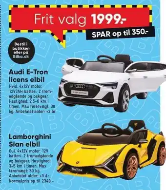 Bilka Audi e-tron licens elbil el. lamborghini sian elbil tilbud