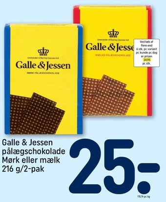REMA 1000 Galle & jessen pålægschokolade mørk eller mælk tilbud