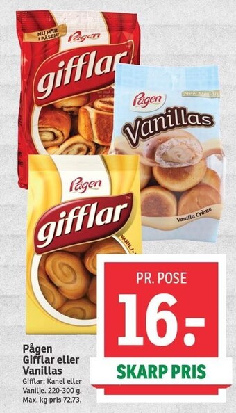 SPAR Pågen gifflar eller vanillas tilbud
