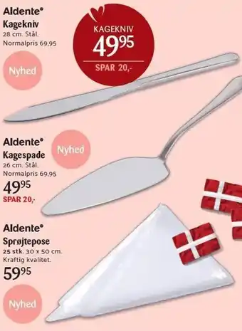 Kop & Kande Aldente kagekniv, kagespade eller sprøjtepose tilbud