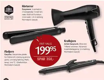 Kop & Kande Hårtørrer, krøllejern el. fladjern tilbud