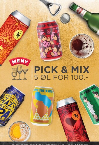 MENY Pick & mix 5 øl tilbud