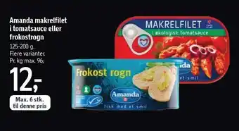 Føtex Amanda makrelfilet i tomatsauce eller frokostrogn tilbud