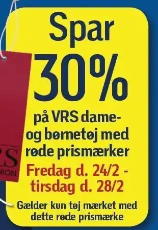 Føtex Spar 30% på vrs dame- og børnetøj med røde prismærker tilbud