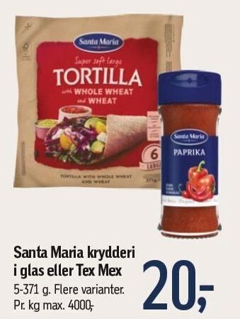 Føtex Santa maria krydderi i glas eller tex mex tilbud
