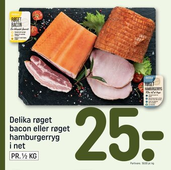 REMA 1000 Delika Røget Bacon Eller Røget Hamburgeryg i Net tilbud