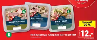 Lidl Hamburgerryg, Rullepølse Eller Røget Filet tilbud
