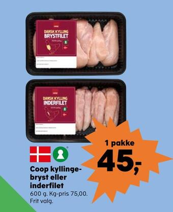 Kvickly Coop kyllingebryst eller inderfilet tilbud