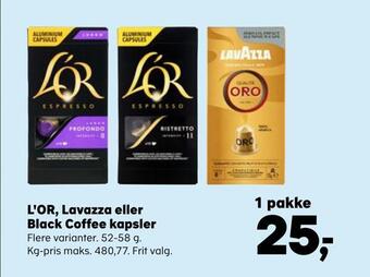Kvickly L'or, lavazza eller black coffee kapsler tilbud