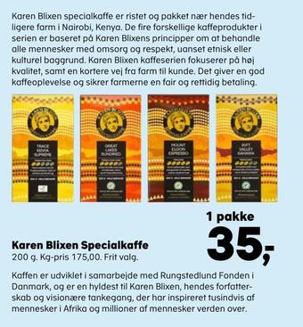 Kvickly Karen blixen specialkaffe tilbud