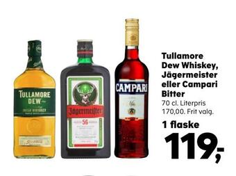 SuperBrugsen Tullamore dew whiskey, jägermeister eller campari bitter tilbud