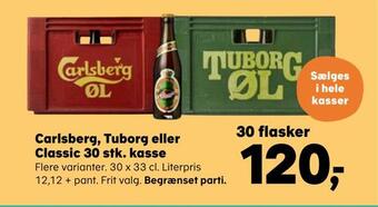 SuperBrugsen Carlsberg, tuborg eller classic 30 stk. kasse tilbud