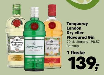 Kvickly Tanqueray london dry eller flavoured gin tilbud