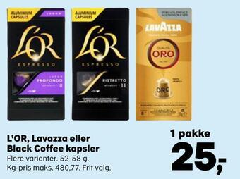 SuperBrugsen L'or, lavazza eller black coffee kapsler tilbud