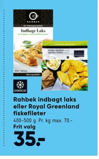 Bilka Rahbek indbagt laks eller royal greenland fiskefileter tilbud