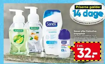 Bilka Sanex eller palmolive kropspleje tilbud