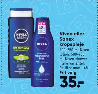 Bilka Nivea eller sanex kropspleje tilbud
