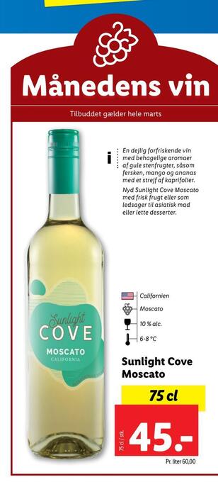 Lidl Sunlight cove moscato tilbud