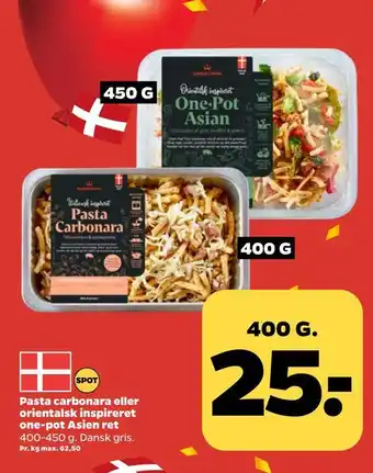 Netto Pasta carbonara eller orientalsk inspireret one-pot asien ret tilbud
