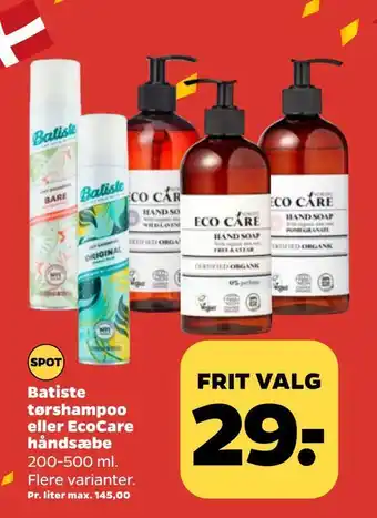 Batiste tørshampoo eller ecocare håndsæbe