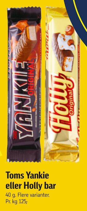Føtex Toms yankie eller holly bar tilbud