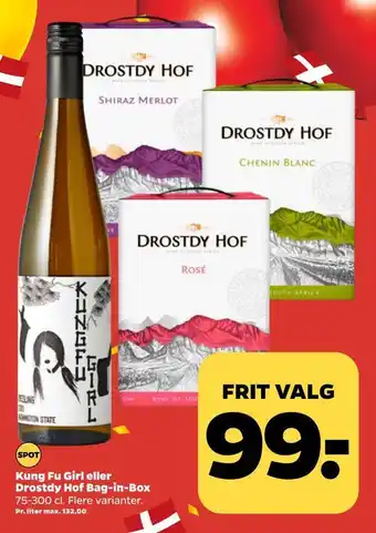 Netto Kung fu girl eller drostdy hof bag-in-box tilbud
