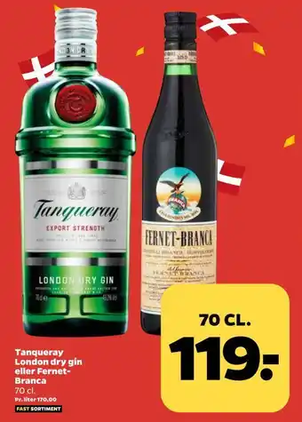 Netto Tanqueray london dry gin eller fernet- branca tilbud