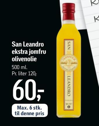 Føtex San leandro ekstra jomfru olivenolie tilbud