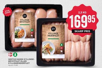 MENY Gestus dansk kyllinge­brystfilet eller kyllingeinderfilet tilbud
